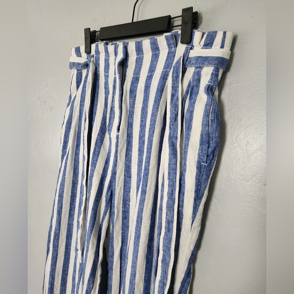 J. Crew Wide Leg Paper Bag Tie Waist Linen Cotton Pant Size 8 - Picture 10 of 11